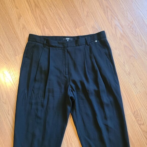 VINTAGE VERSUS VERSACE PLEATED HIGH RISE DRESS PANTS TAPERED LEG BLACK CREPE 46 - Picture 3 of 8